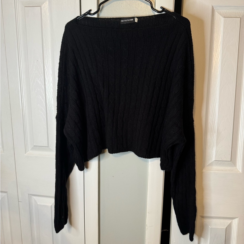 PrettyLittleThing Black Off-the-Shoulder Sweater